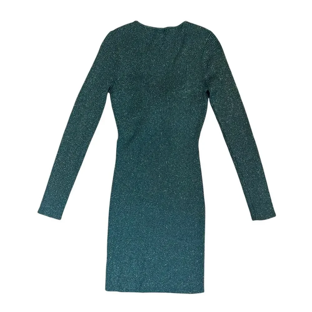 NWT Abercrombie & Fitch Teal Sparkle Knot Front Mini Dress Size Medium NEW $90